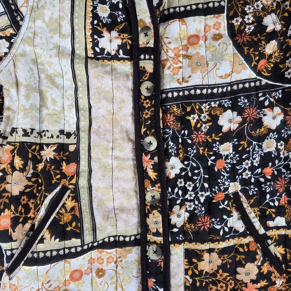 Anthropologie Quilted Patchwork Floral Button Down Shirt Jacket Shacket Women XS - Picture 6 of 15